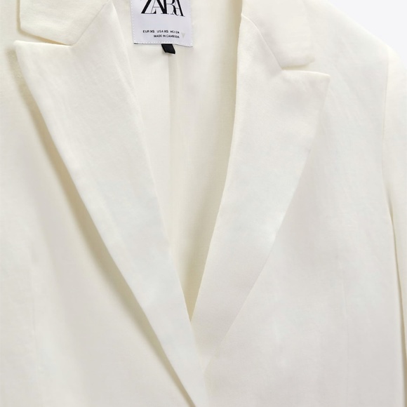 Zara limited edition linen blend cropped blazer you cannot miss - Picture 5 of 6